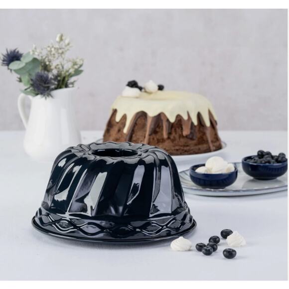 Dr Oetker Gugelhupf bundt 10" x 5" Baking Enamelled Pastry Form Sponge cake BLUE - Picture 1 of 15